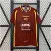 Mens Roma Retro Home Jersey 1997/98 on hanger showing carmine red body with Colosseum watermark