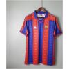 Mens Barcelona retro home shirt with blaugrana stripes and polo collar front view