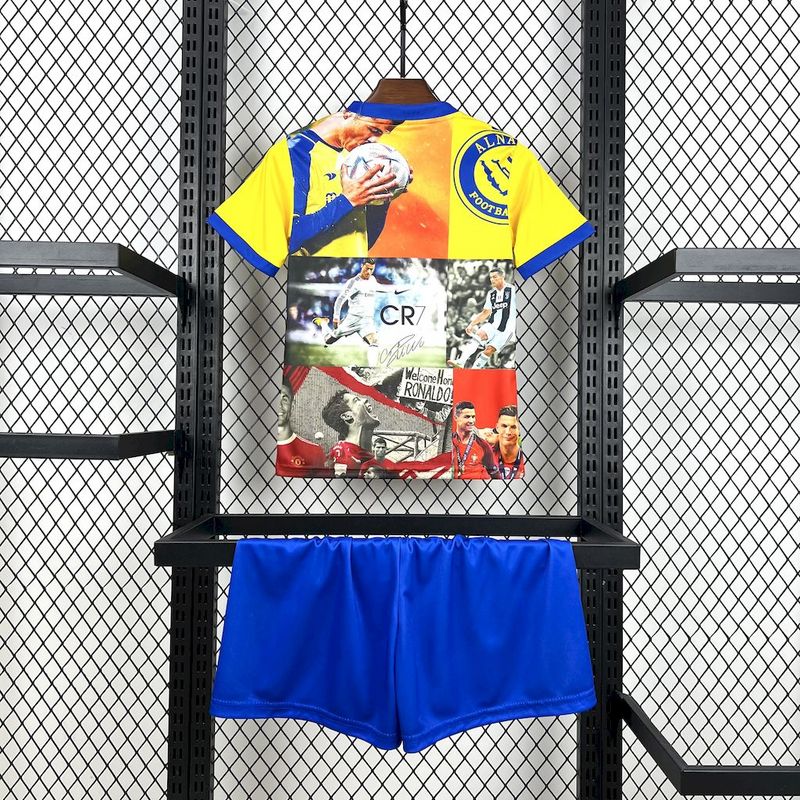 Kids Cristiano Ronaldo all club Mix Kit 2025/26 Kids Cristiano Ronaldo all club Mix Kit 2025/26 rear view of shirt and shorts
