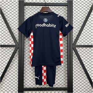 Kids PSV Eindhoven Away Kit 2025/26 front view on display