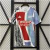 Mens Arsenal adidas Pre-Match Jersey 2024/25 on hanger showing split graphic body with red, lavender, and geometric panels
