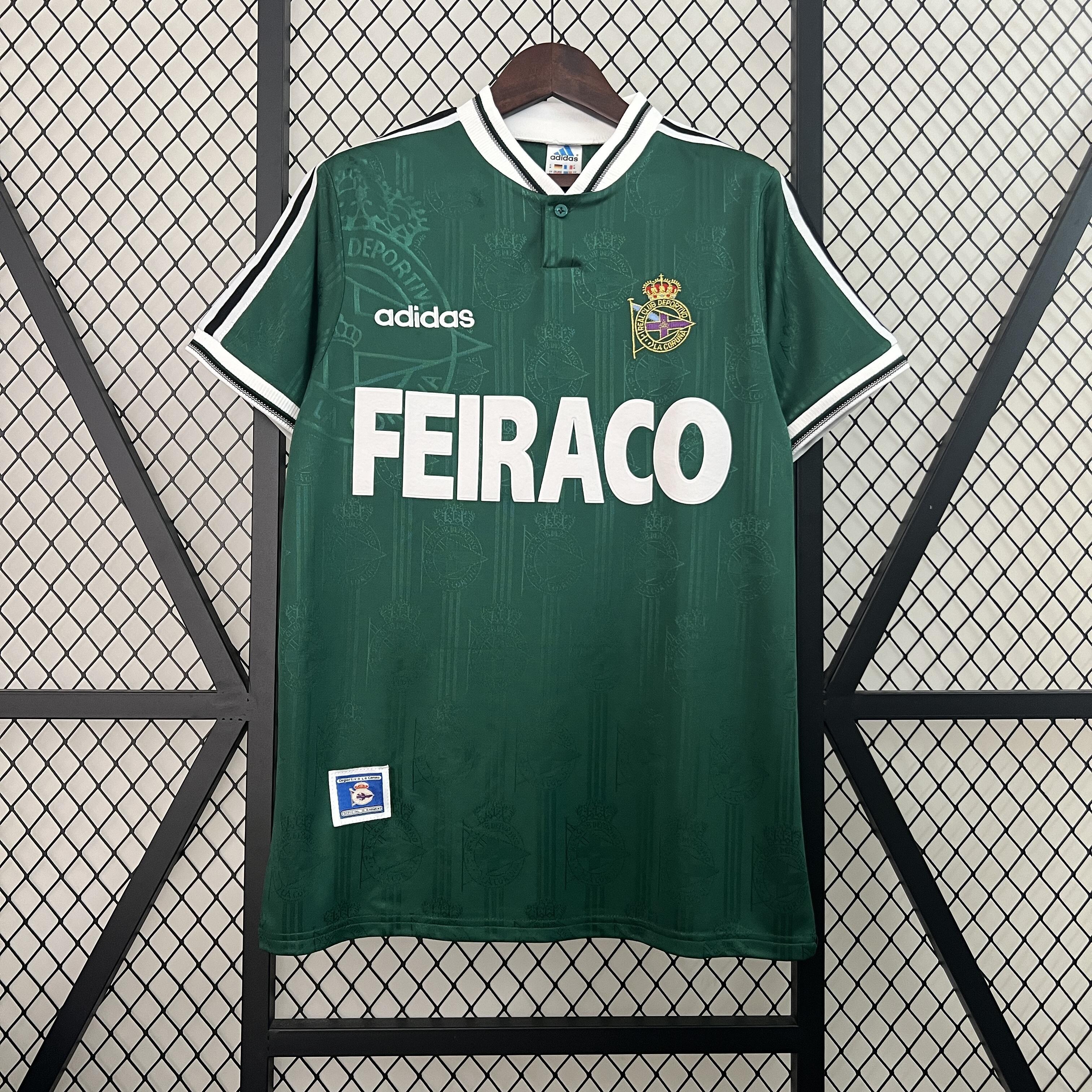 Mens Deportivo de La Coruna Retro Away Jersey 1999/00 Mens Deportivo de La Coruna Retro Away Jersey 1999/00 front view on display
