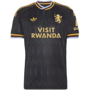 Mens Aston Villa Away Jersey 2026/27 front view in black with gold accents and Trefoil logo
