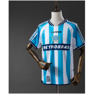 Mens Racing Club de Avellaneda Retro Home Jersey 2003/04 front view with centenary crest