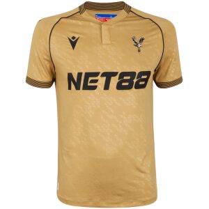 Mens Crystal Palace Away Jersey 2025/26 Mens Crystal Palace away jersey gold jacquard with NET88 sponsor front view