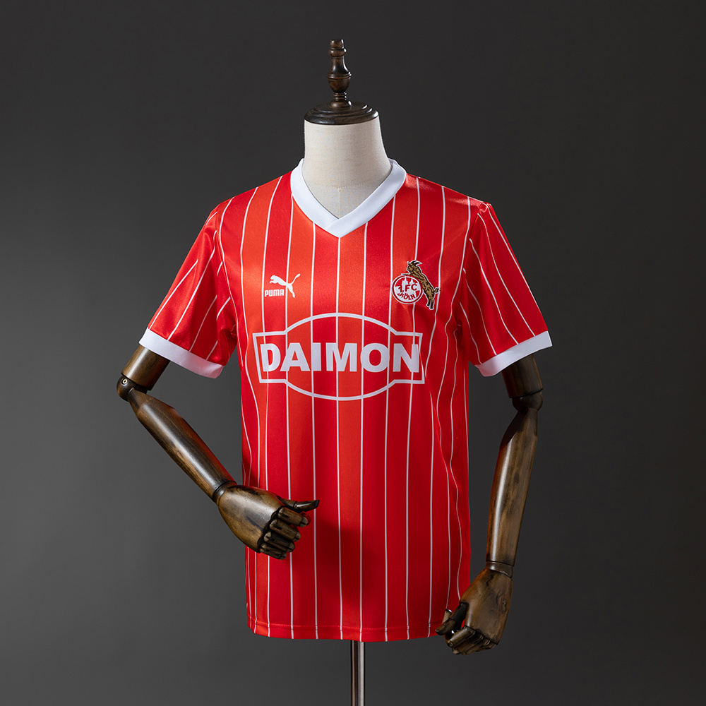 Mens FC Koln Retro Home Jersey 1985/86 Mens FC Koln Retro Home Jersey 1985/86 front view on display