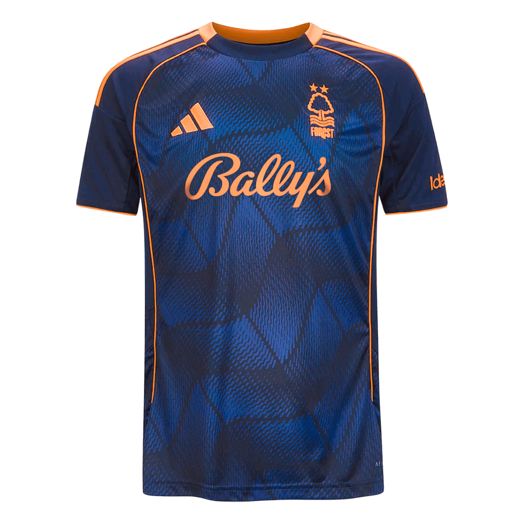 Mens Nottingham Forest Third Jersey 2025/26 Nottingham Forest third shirt navy with orange trim and crest front view