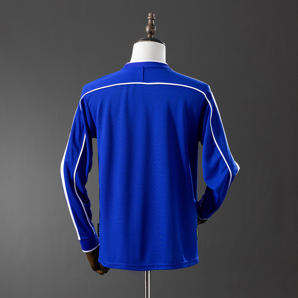Mens World Cup Brazil Retro Long Sleeve Away Jersey 1998 Mens World Cup Brazil Retro Long Sleeve Away Jersey 1998 back view detail