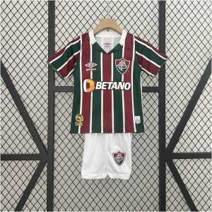 Kids Fluminense Home Kit 2024/25 front view on display