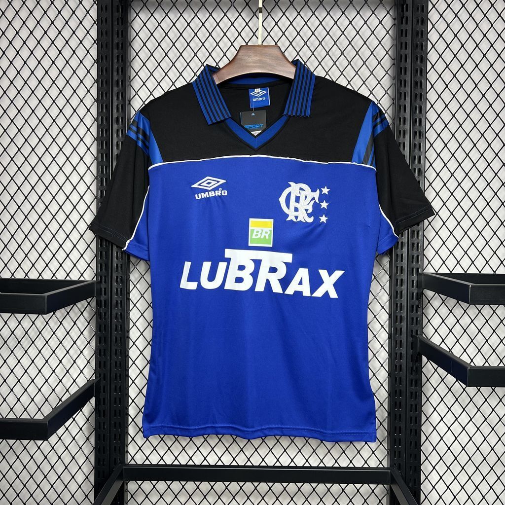 Mens Flamengo Blue Uniform Retro Goalkeeper Jersey 1999/00 Mens Flamengo Blue Uniform Retro Goalkeeper Jersey 1999/00 front view on display
