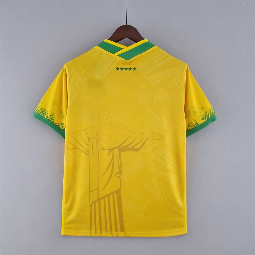 Mens World Cup Brazil Classic Yellow Jersey 2022 Mens World Cup Brazil Classic Yellow Jersey 2022 back view detail