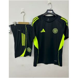 Mens Celtics Black Training Kit 2025/26 front view of shirt and shorts