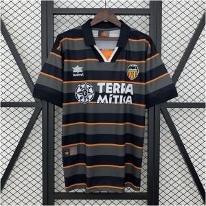 Mens Valencia black Retro Away Jersey 1999/00 front view on display