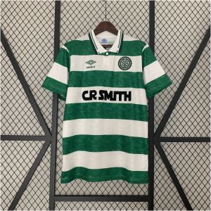 Mens Celtics Retro Home Jersey 1989/91 front view in green and white hoops