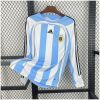Mens World Cup Argentina Retro Long Sleeve Home Jersey 2006 on hanger showing Teamgeist gold piping and long sleeves