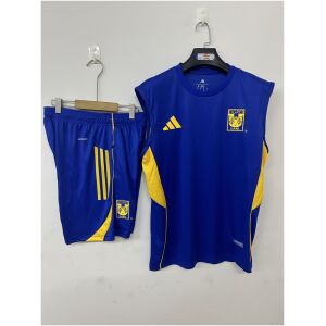 Mens Tigres UANL Blue Training Kit 2025/26 front view showing sleeveless top and shorts
