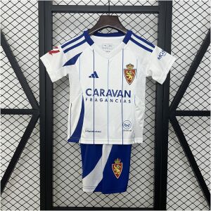 Kids Real Zaragoza Home Kit 2024/25 Kids Real Zaragoza Home Kit 2024/25 front view on display
