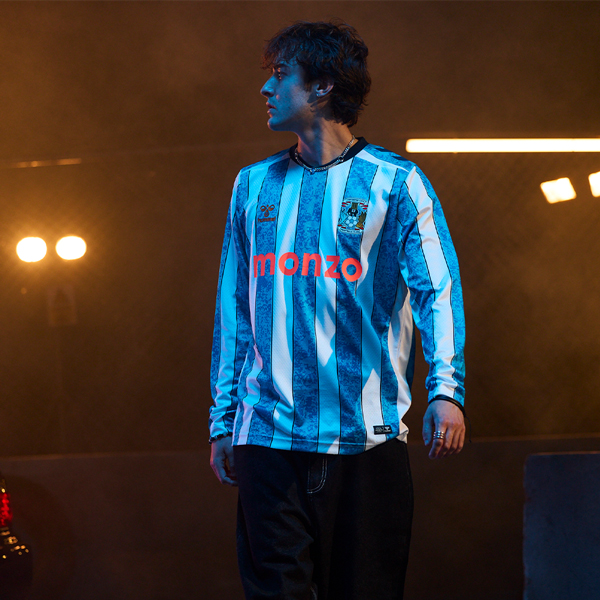 Mens Coventry City Home Long Sleeve Jersey 2026/27 Coventry City home long sleeve 2026/27 jersey with sky blue and white stripes