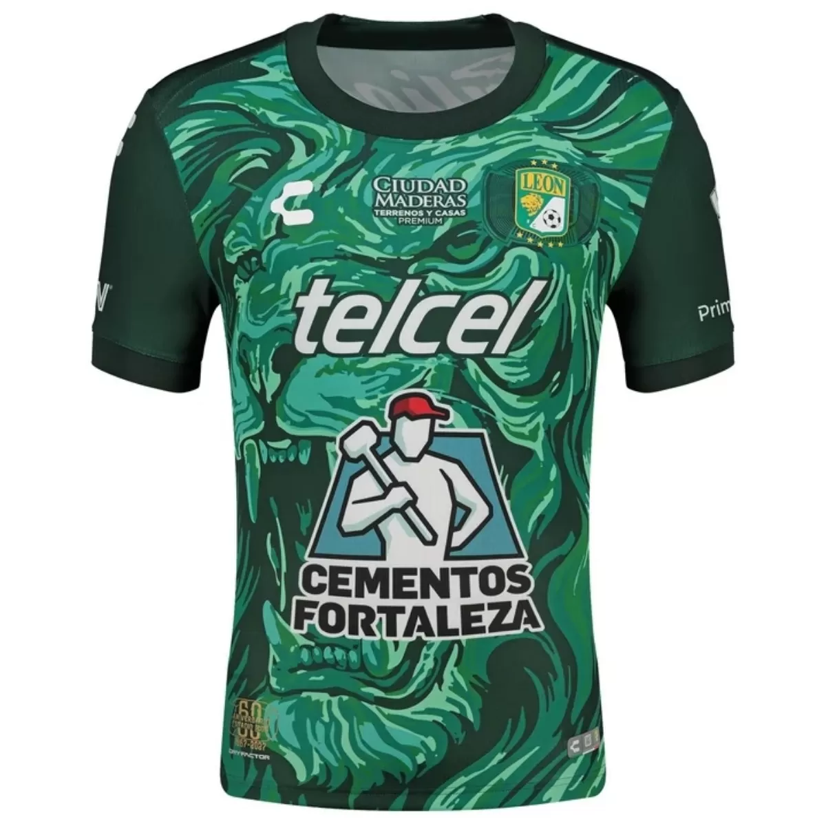 Mens Club León Player Version Home Match Jersey 2026/27 Mens Club León Player Version Home Match Jersey 2026/27 emerald green shirt front view with roaring lion artwork and club crest