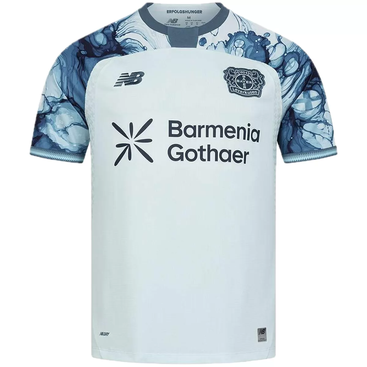 Mens Bayer 04 Leverkusen Away Jersey 2026/27 Mens Bayer 04 Leverkusen Away Jersey 2026/27 silver shirt with marbled sleeves front view