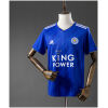 Mens Leicester City Retro Home Jersey 2018/19 on mannequin showing royal blue body with diagonal shadow graphics and KING POWER