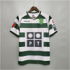 Mens Sporting Lisbon Retro Home Jersey 2001/03 featuring green and white hoops