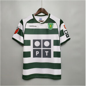Mens Sporting Lisbon Retro Home Jersey 2001/03 Mens Sporting Lisbon Retro Home Jersey 2001/03 featuring green and white hoops