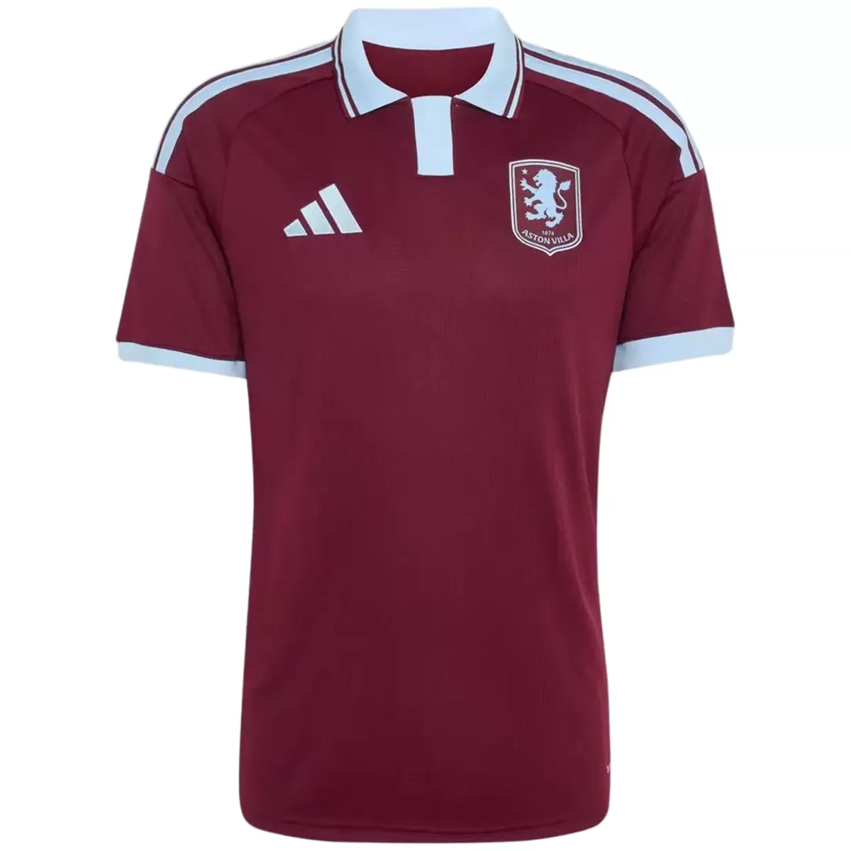 Mens Aston Villa Home Jersey 2026/27 Mens Aston Villa Home Jersey 2026/27 front view in claret with sky blue polo collar