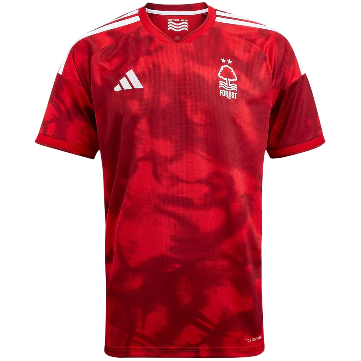 Mens Nottingham Forest Home Jersey 2026/27 Mens Nottingham Forest Home Jersey 2026/27 red smoky mist patterned shirt front view