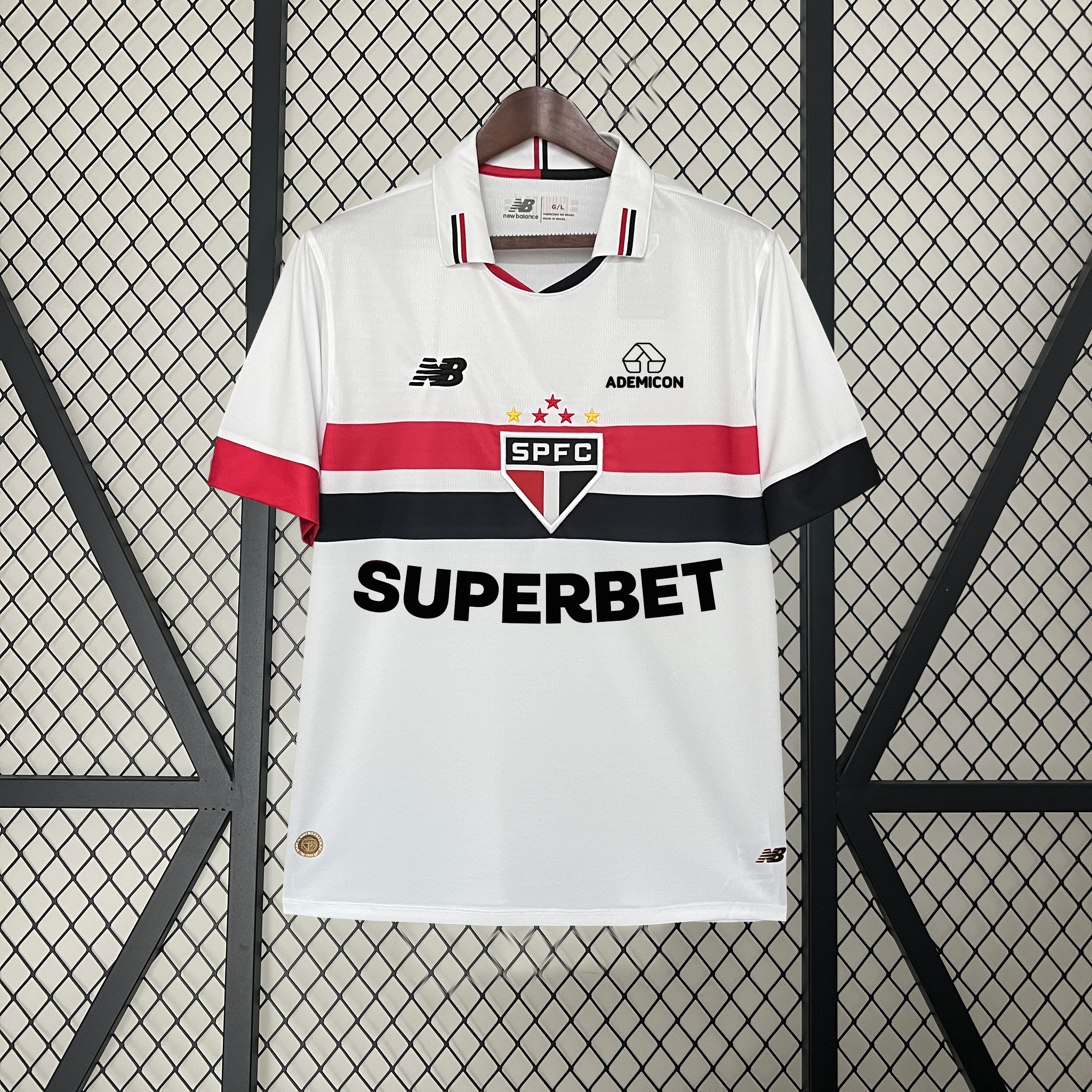 Mens sao paulo All sponsors Home Jersey 2024/25 Mens sao paulo All sponsors Home Jersey 2024/25 front view with Superbet logo