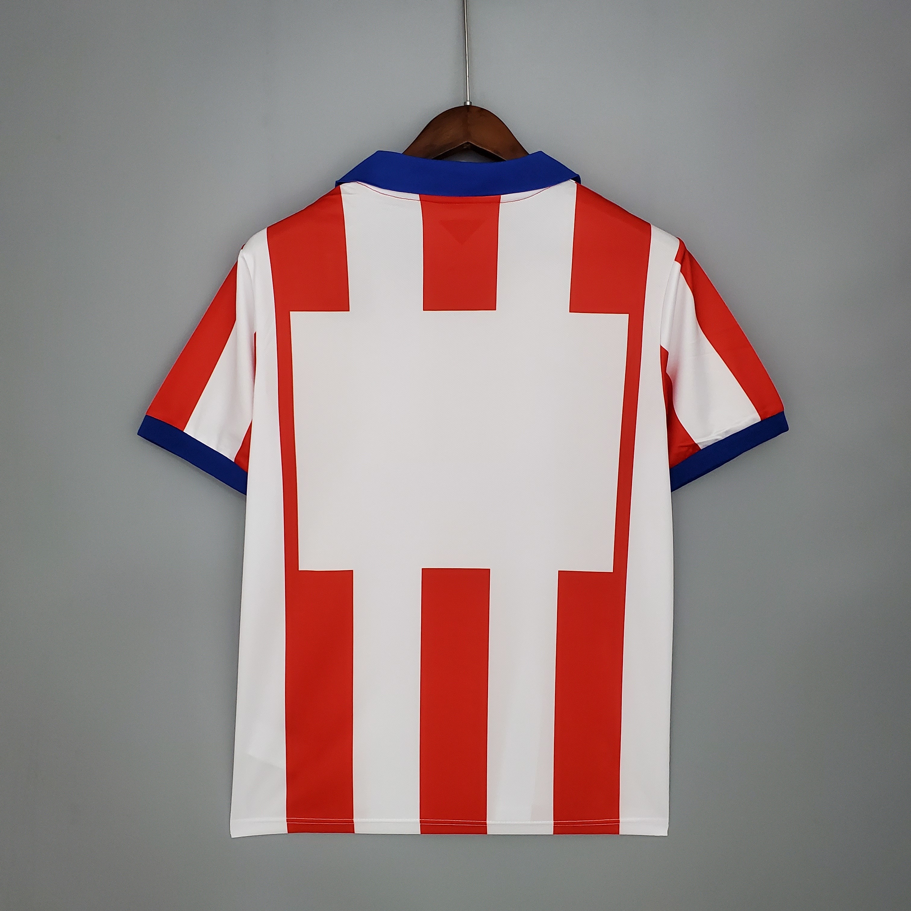 Mens Atletico Madrid Retro Home Jersey 2014/15 Mens Atletico Madrid Retro Home Jersey 2014/15 front view on display
