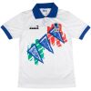 Front view of mens Italy 1994 retro pre match jersey in white