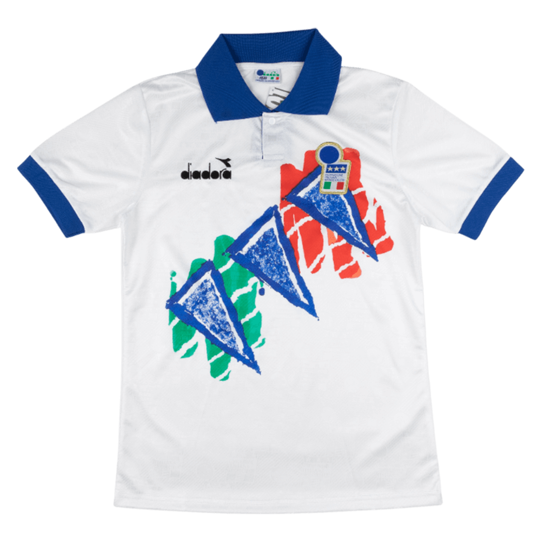 Mens Italy Retro Pre-Match Jersey 1994 Front view of mens Italy 1994 retro pre match jersey in white