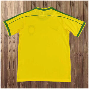 Mens World Cup Brazil Signed Edition Yellow Retro Home Jersey 1998 back view detail