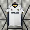 Mens Parma Retro Away Jersey 2003/04 on hanger showing white body with navy side panels and yellow piping