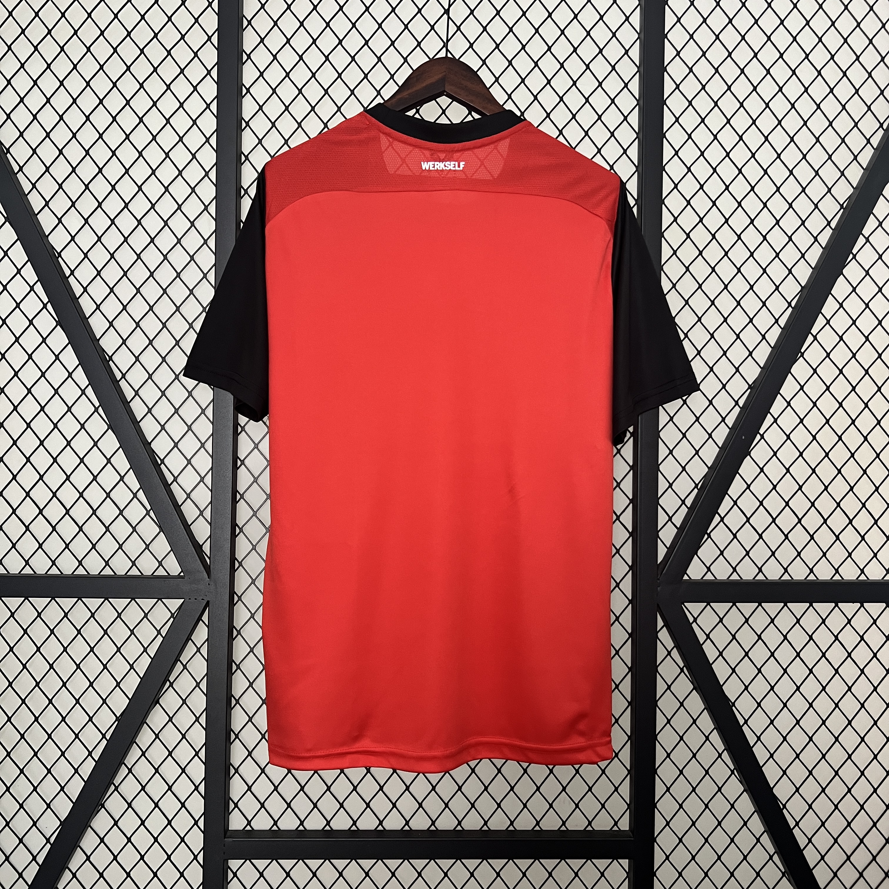 Mens Leverkusen Home Jersey 2024/25 Mens Leverkusen Home Jersey 2024/25 front view on display