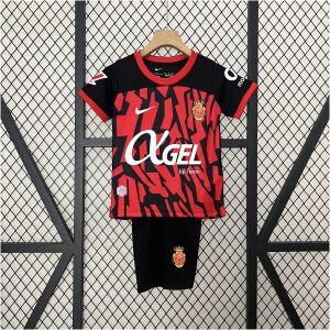 Kids Mallorca black Home Kit 2024/25 front view on display