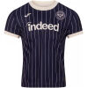 Womens Brentford away jersey 2026/27 front view with navy pinstripes and cream collar