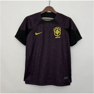 Mens World Cup Brazil Brown Goalkeeper Jersey 2022 on hanger showing brown body with jaguar rosette print