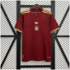 Mens Mexico red Gold Cup special Jersey 2025 on hanger showing maroon fabric with gold Aztec pattern