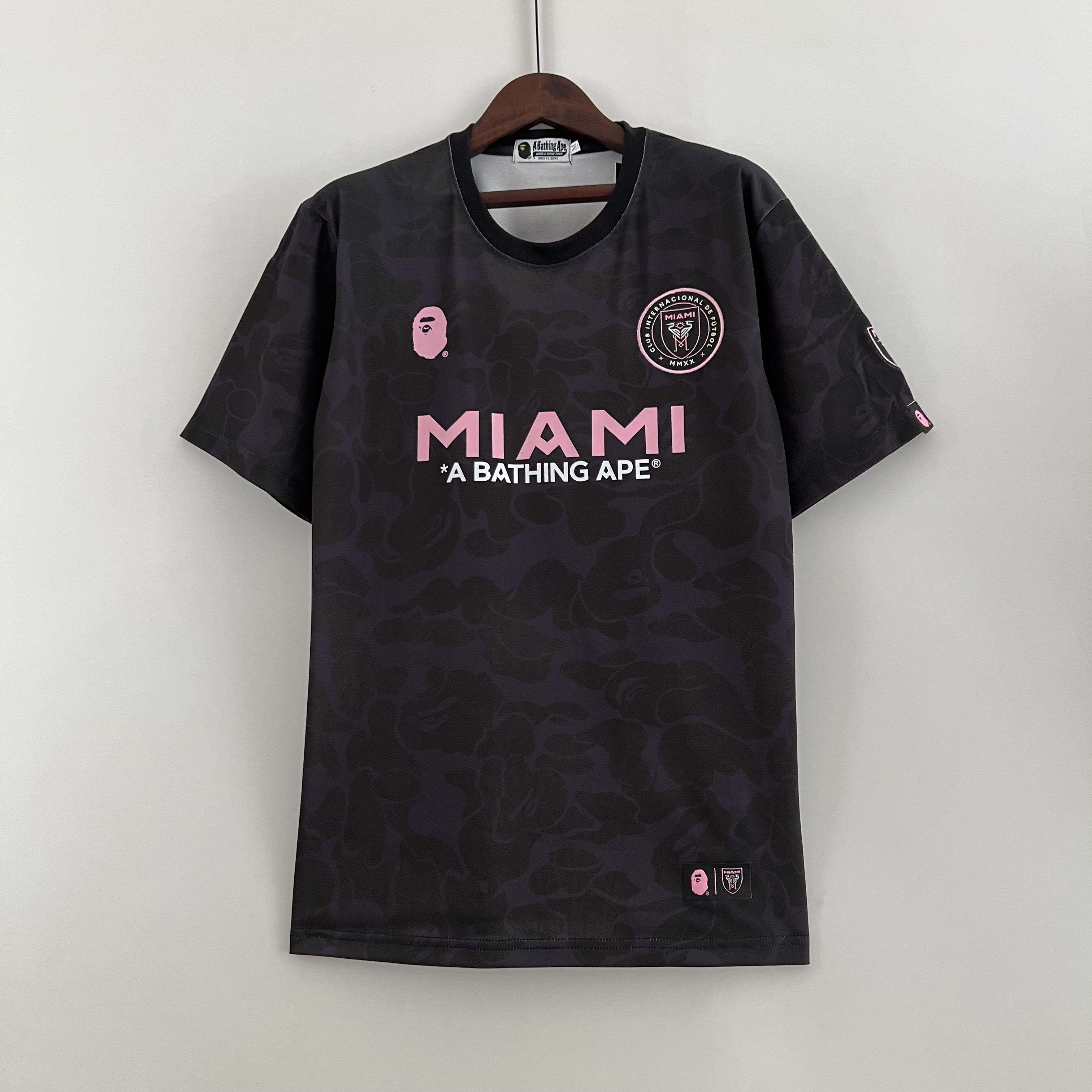 Mens Miami Joint Edition Black Jersey 2023/24 Mens Miami Joint Edition Black Jersey 2023/24 front view in black and pink