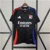 Mens Lyon Away Jersey 2024/25 on hanger showing matte black body and asymmetric red-blue shoulder stripes