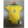 Baby Brazil Home Jersey 2025 front view on hanger showing canary yellow bodysuit and green trim