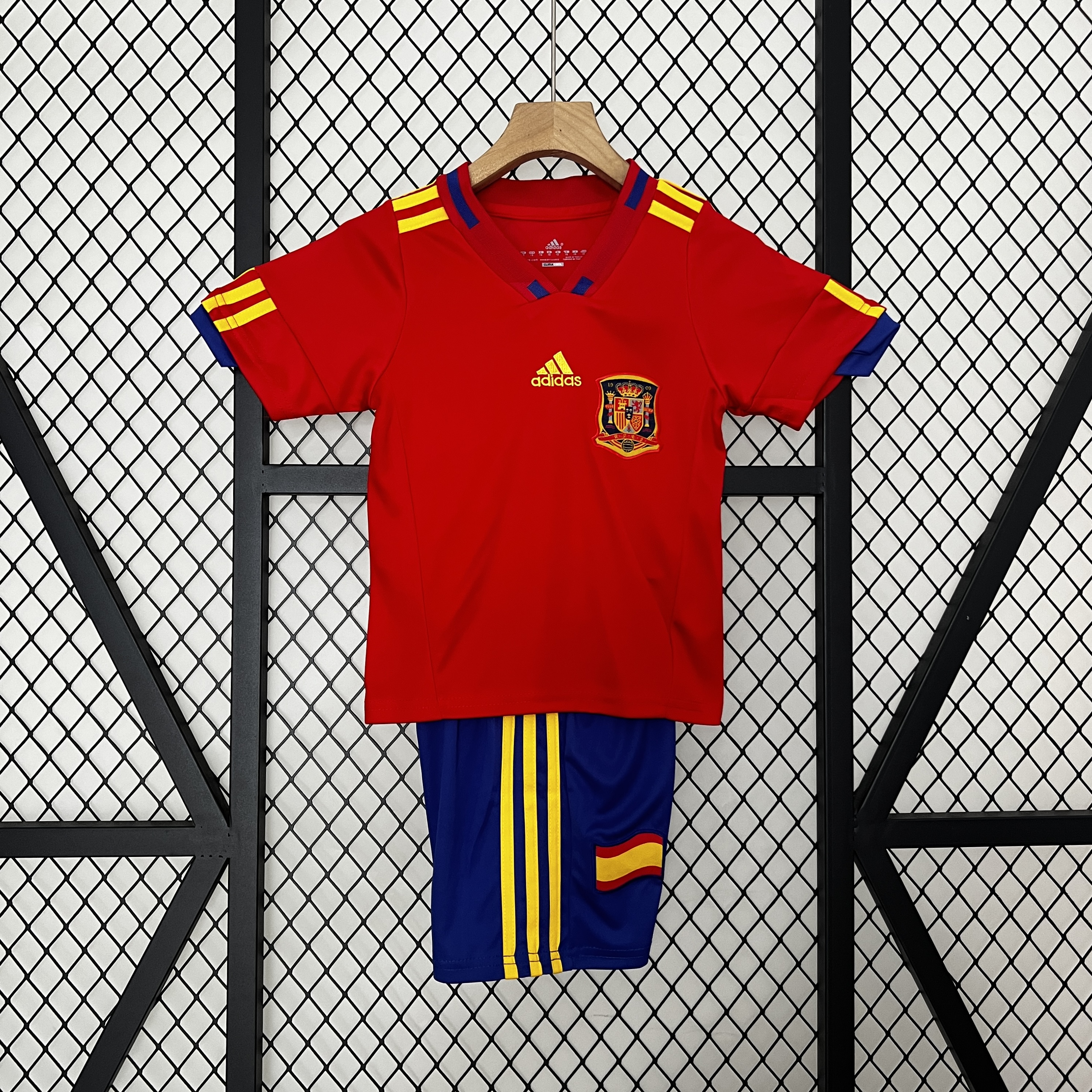 Kids World Cup Spain Retro Home Kit 2010 Kids World Cup Spain Retro Home Kit 2010 front view on hanger