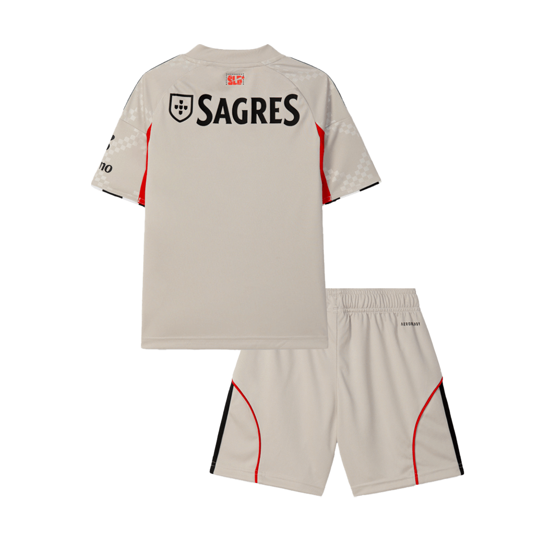 Kids Benfica Away Kit 2025/26 Kids Benfica Away Kit 2025/26 rear view of shirt and shorts