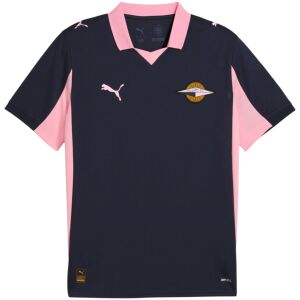 Mens Palermo away jersey dark navy with pink collar and crest front view