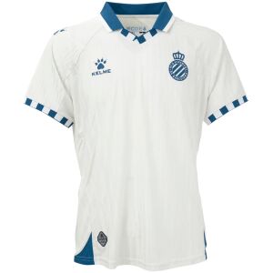 Mens RCD Espanyol Away Jersey 2025/26 Mens RCD Espanyol 2025/26 white away jersey with blue collar and crest front view