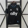 Mens Charlotte FC Away Jersey 2025/26 on hanger displaying black geometric pattern with silver CLTFC crest and ally logo
