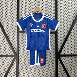 Kids Club Universidad de Chile Home Kit 2024/25 front view of jersey and shorts