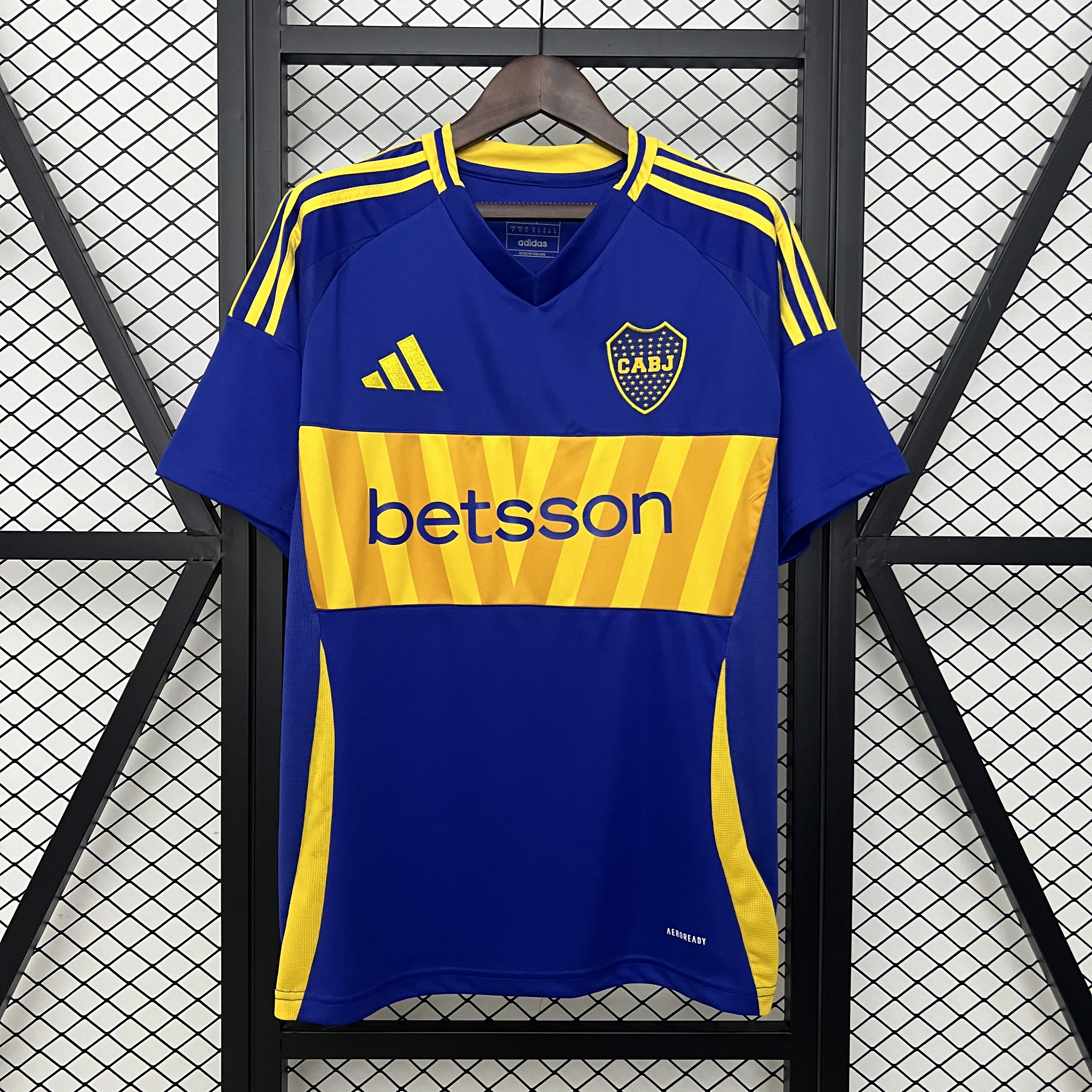 Mens Boca Juniors Home Jersey 2024/25 Mens Boca Juniors Home Jersey 2024/25 front view in royal blue and yellow stripe